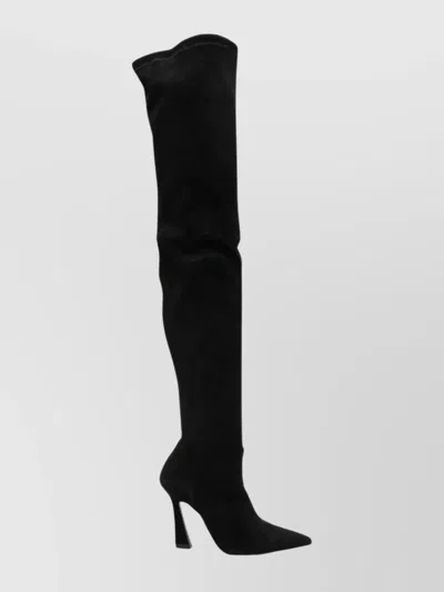 Stuart Weitzman Over-the-knee Stiletto Pointed Toe Boots In Black