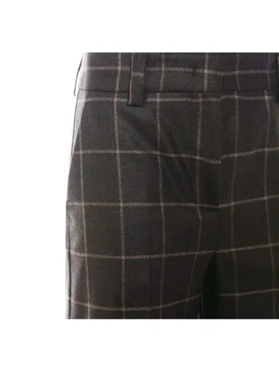 Incotex Checkered Straight Leg Trousers And Pockets In Brown
