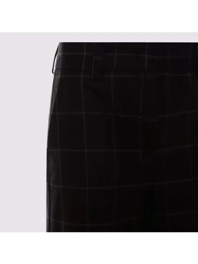 Incotex Checkered Straight Leg Trousers And Pockets In Brown