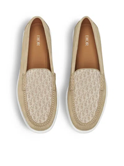 Dior Men Granville Suede Loafers In White