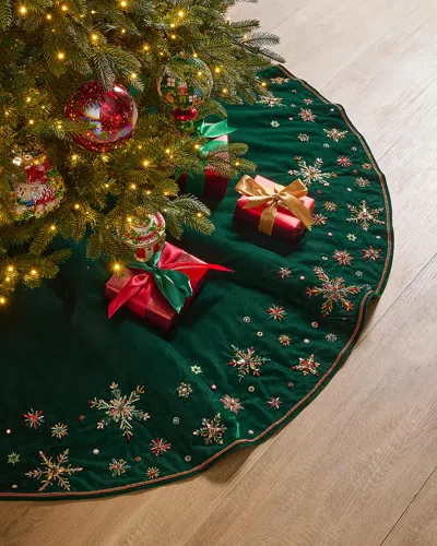 Neiman Marcus 54" Classic Christmas Snowflake Tree Skirt In Multi