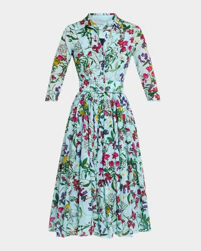 Samantha Sung Aster Belted Zebra-print Cotton Midi Shirtdress In Multi