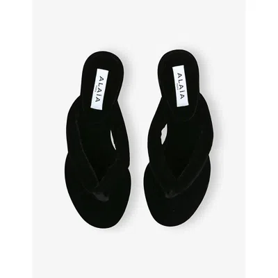 Alaïa Alaia Women Velvet Heel Flip-flops Mule In Black