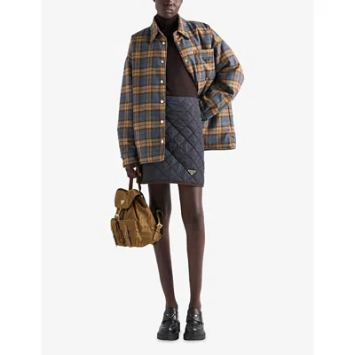 Prada Lightweight Re-nylon Miniskirt In Blue