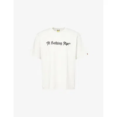 A Bathing Ape Mens Grey Logo-print Cotton-jersey T-shirt In White