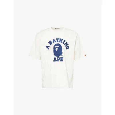 A Bathing Ape Mens Ivory Cloud Camo Brand-embroidered Cotton-jersey T-shirt In White