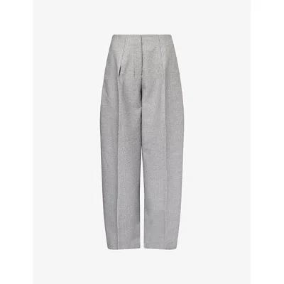 Jacquemus Womens Light Grey Curvo Wide-leg Cotton And Wool Trousers In Gray
