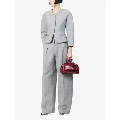 Jacquemus Womens Light Grey Curvo Wide-leg Cotton And Wool Trousers In Gray