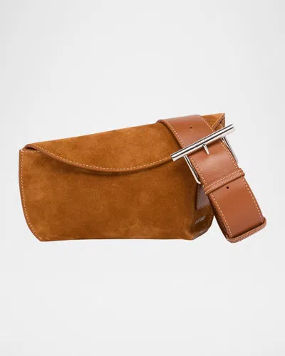 Alexander Mcqueen T-bar Sling Angular Suede Shoulder Bag