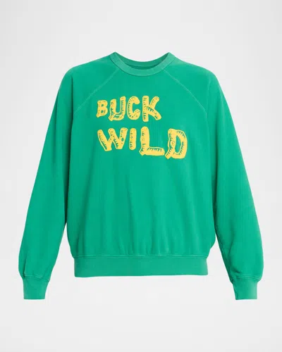 Mother The Biggie Concert Cotton Graphic Sweatshirt In Green