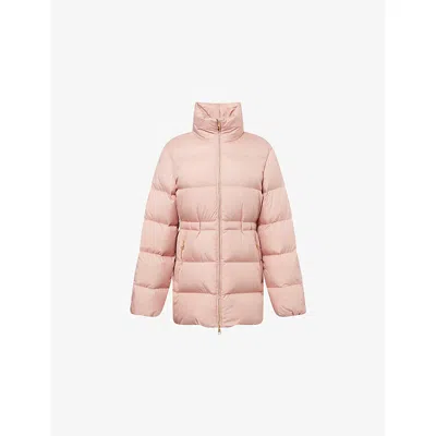 Moncler Womens Medium Pink Brossette Quilted Shell-down Jacket In Pink