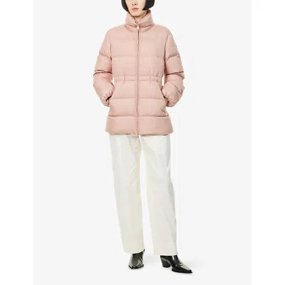 Moncler Womens Medium Pink Brossette Quilted Shell-down Jacket In Pink