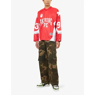 A Bathing Ape Mens Red Line Camo Jersey T-shirt In Red