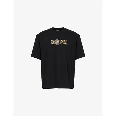 A Bathing Ape Mens Black 1st Camo Logo Cotton-jersey T-shirt Xxl In Black