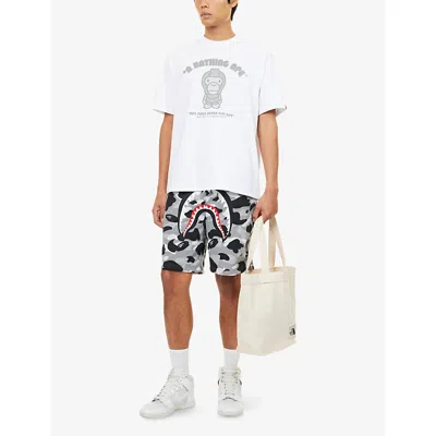 A Bathing Ape Mens White General Milo Brand-print Cotton-jersey T-shirt In White