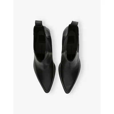 Dolce Vita Womens Shadie H2o Leather Heeled Ankle Boots Black Eur 41 / 8 Uk In Animal Print