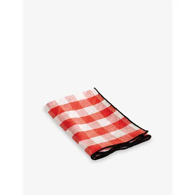 Maison De Vacances Capucine Mimi Vichy Linen And Cotton-blend Canvas Tea Towel In Red