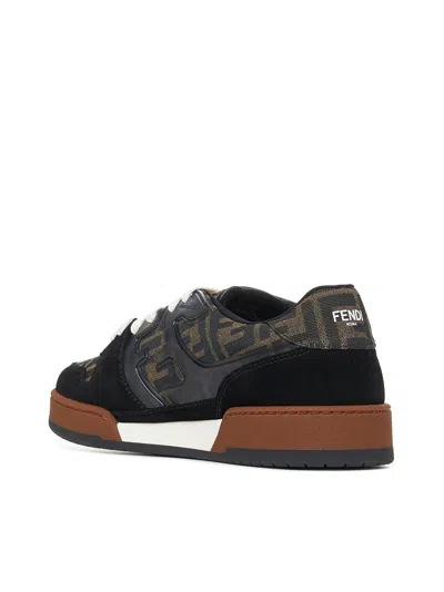 Fendi Match Ff Jacquard Low-top Sneakers In Brown