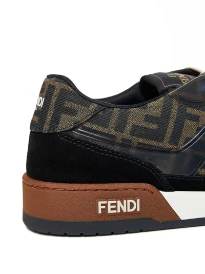 Fendi Match Ff Jacquard Low-top Sneakers In Brown