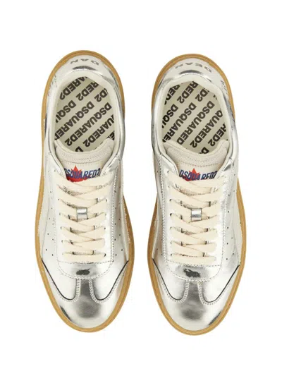 Dsquared2 Leather Sneaker In Silver