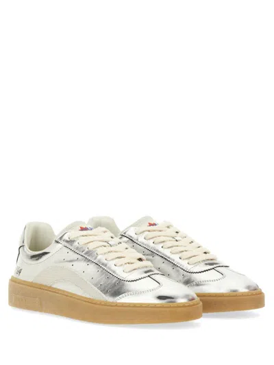 Dsquared2 Leather Sneaker In Silver