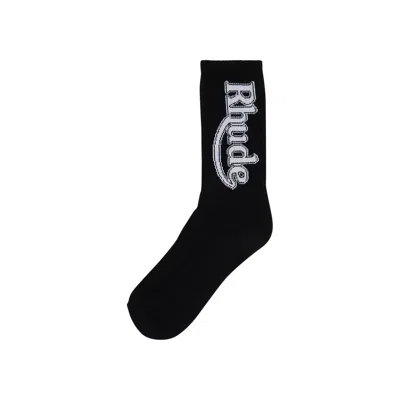 Pre-owned Rhude Vertical Race Track Sock 'black' | Men's Size Onesize
