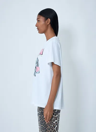Ganni Women Puppy Print And Logo T-shirt In White
