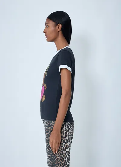 Ganni Graphic Print Crew Neck Short Sleeve Top In Blue