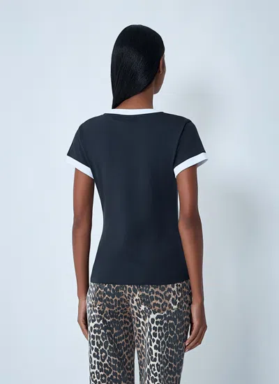 Ganni Graphic Print Crew Neck Short Sleeve Top In Blue