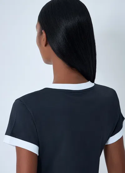 Ganni Graphic Print Crew Neck Short Sleeve Top In Blue