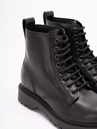 Givenchy Chunky Sole Leather Ankle Boots With Pull Tab In Black
