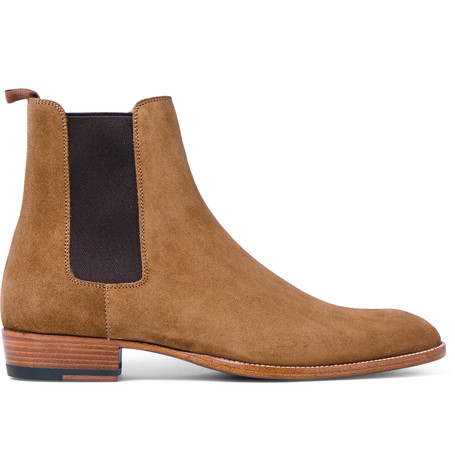 Saint Laurent Suede Chelsea Boots In Tan | ModeSens