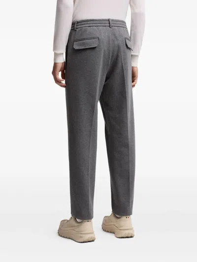 Moncler Button-fastening Jersey Trousers In Gray