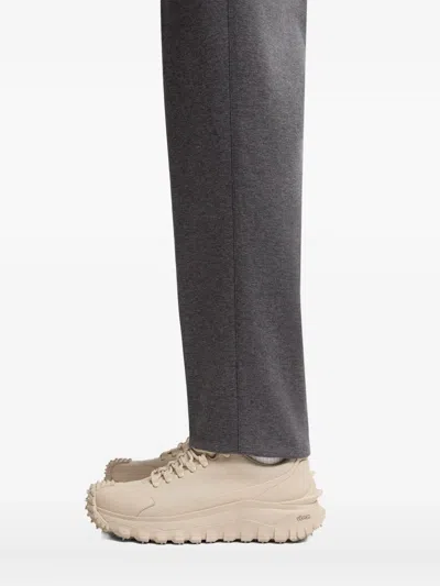 Moncler Button-fastening Jersey Trousers In Gray
