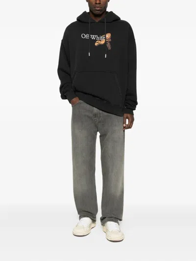 Off-white Washed Black Cupid Arrow Skate Logo Hoodie