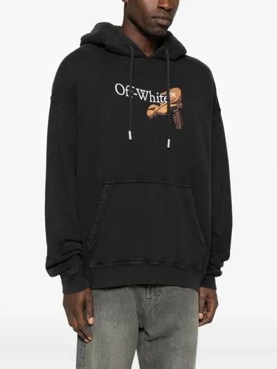 Off-white Washed Black Cupid Arrow Skate Logo Hoodie
