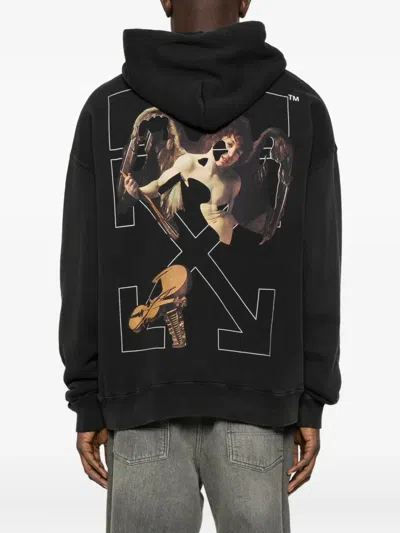 Off-white Washed Black Cupid Arrow Skate Logo Hoodie
