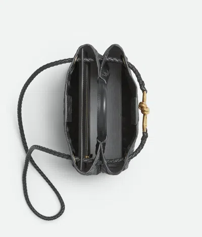 Bottega Veneta Womens Graphite-mb-graphite Andiamo Small Intrecciato Leather-suede Shoulder Bag In Gray