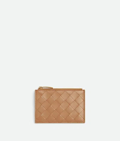 Bottega Veneta Leather Zipped Card Case In Neutral