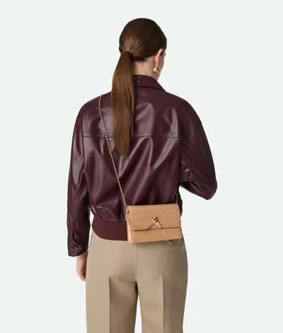 Bottega Veneta Leather Andiamo Chain Wallet In Brown