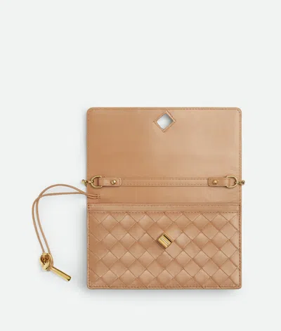 Bottega Veneta Leather Andiamo Chain Wallet In Brown