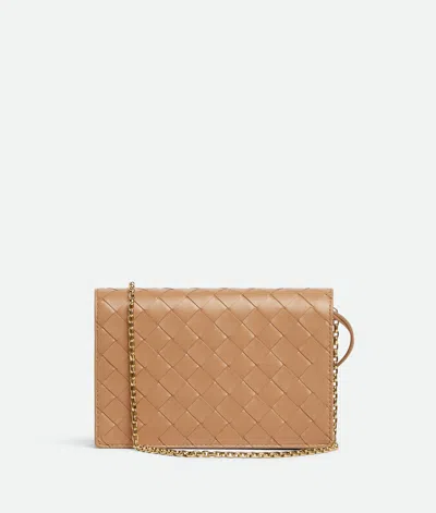 Bottega Veneta Leather Andiamo Chain Wallet In Brown