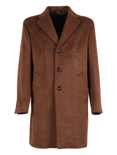 Luigi Bianchi Mantova Three-button Wool Coat In Brown