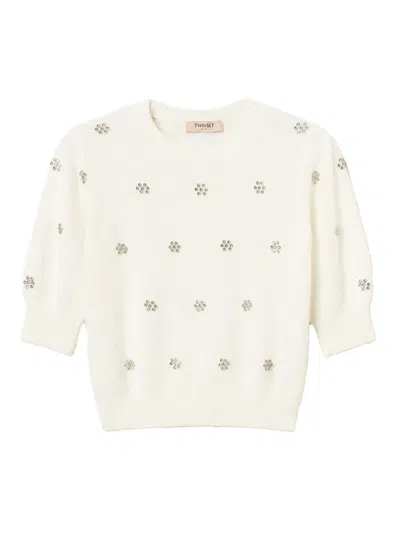 Twinset Jewel Sweater In White