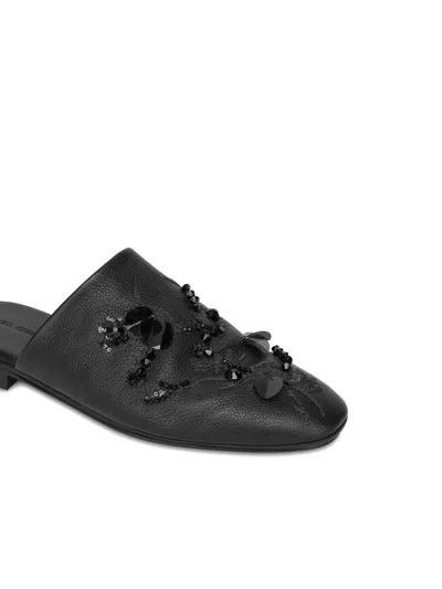 Alberta Ferretti Sequin-embellished Flat Mules In Black