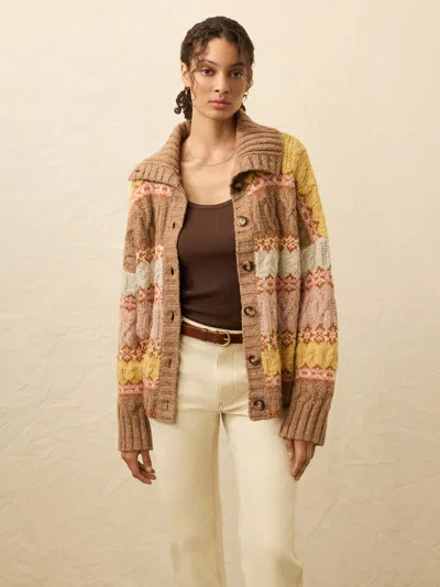 Faherty Highland Fairisle Cardigan Lakeside Fair Isle Haze In Multi