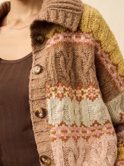 Faherty Highland Fairisle Cardigan Lakeside Fair Isle Haze In Multi