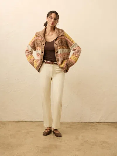 Faherty Highland Fairisle Cardigan Lakeside Fair Isle Haze In Multi