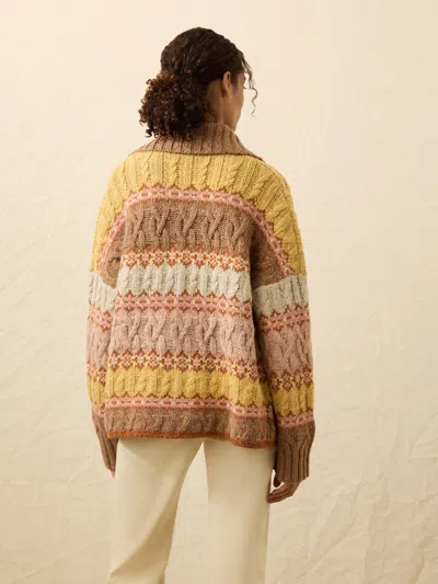 Faherty Highland Fairisle Cardigan Lakeside Fair Isle Haze In Multi