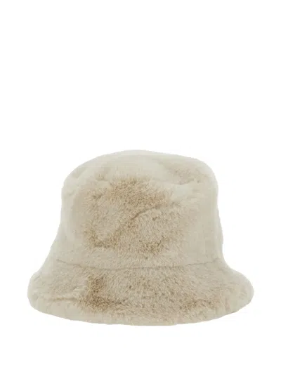 Apparis Amara White Bucket Hat In Ecofur Woman In Neutral
